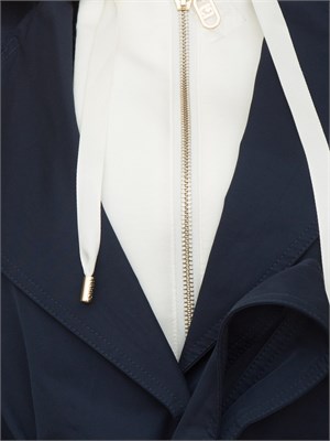 Cappotto blu Liu Jo in cotone con cintura in vita e bottoni oro in DONNA