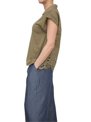 LIU JO T-shirt Liu-Jo verde con colletto in DONNA