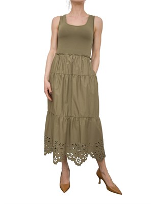 LIU JO Abito Liu-Jo verde in cotone con ricami in DONNA