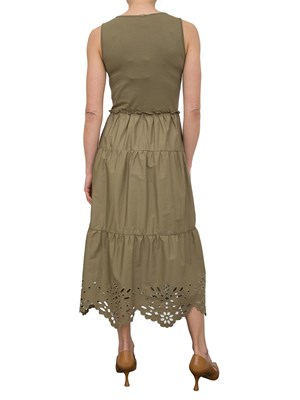 LIU JO Abito Liu-Jo verde in cotone con ricami in DONNA