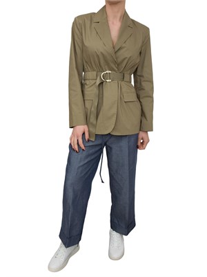 LIU JO Giacca Liu-Jo in cotone con cintura verde in DONNA
