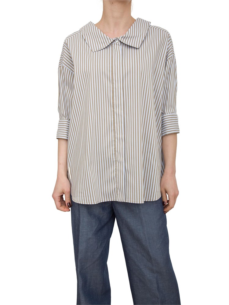 LIU JO Camicia Liu-Jo in popeline con maxi colletto taupe