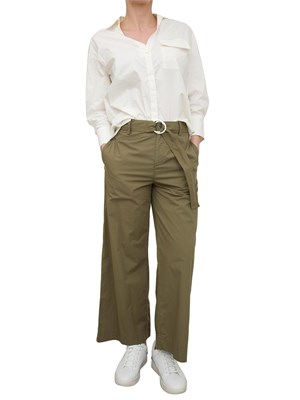 LIU JO Pantaloni Liu-Jo a palazzo cropped con cintura verde in DONNA
