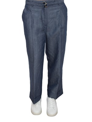 LIU JO Pantaloni Liu-Jo in misto lino con cintura blu denim in DONNA