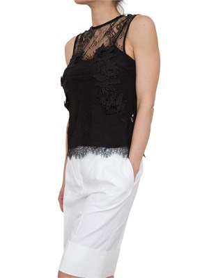Top slim Blugirl in pizzo nero con ricamo in DONNA