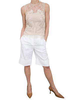 Top slim Blugirl in pizzo beige con ricamo in DONNA