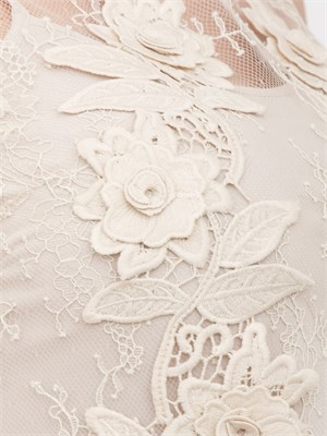Top slim Blugirl in pizzo beige con ricamo in DONNA