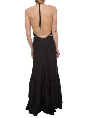 Abito lungo Blugirl in tencel nero con figura e cintura strass in DONNA