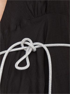 Abito lungo Blugirl in tencel nero con figura e cintura strass in DONNA