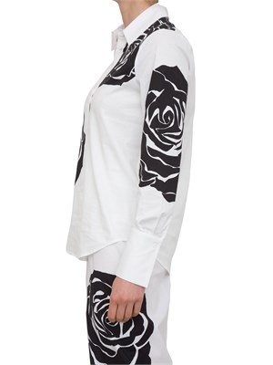 Camicia bianca Blugirl in popeline con stampa a rose nere in DONNA