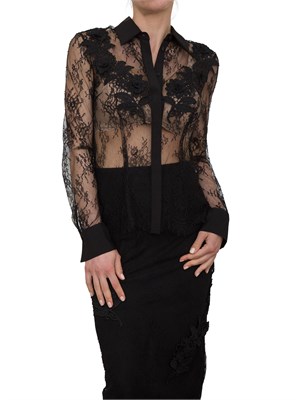 Camicia slim Blugirl in pizzo nero con ricamo in DONNA