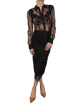 Camicia slim Blugirl in pizzo nero con ricamo in DONNA
