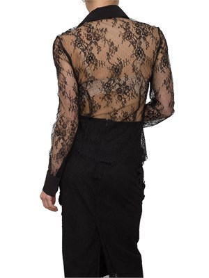 Camicia slim Blugirl in pizzo nero con ricamo in DONNA