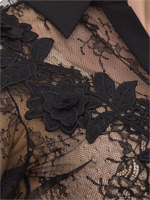 Camicia slim Blugirl in pizzo nero con ricamo in DONNA