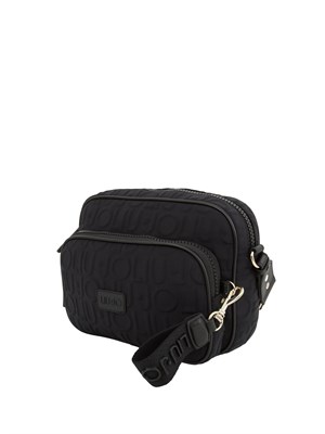 Borsa a tracolla nera in scuba Liu Jo donna con logo rilievo all-over in DONNA