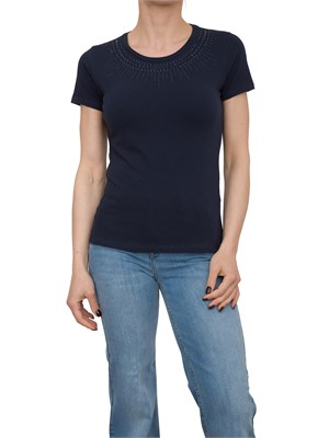 T-shirt blu Liu Jo con logo e strass in DONNA