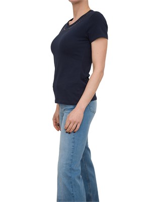 T-shirt blu Liu Jo con logo e strass in DONNA