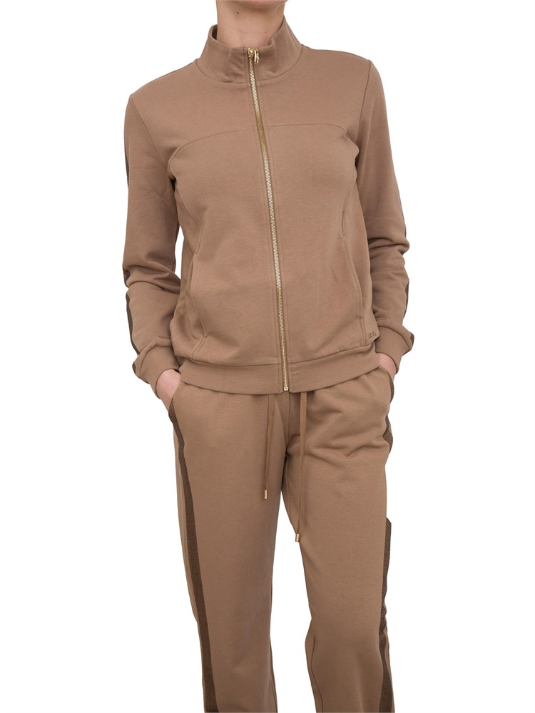 Felpa marrone Liu Jo con strass su maniche