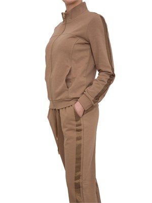 Felpa marrone Liu Jo con strass su maniche in DONNA
