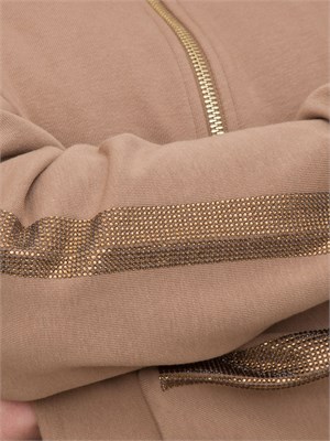 Felpa marrone Liu Jo con strass su maniche in DONNA