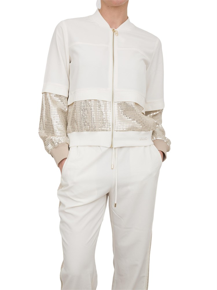 Felpa panna Liu Jo con paillettes effetto bomber