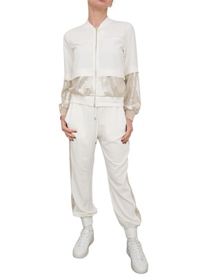 Felpa panna Liu Jo con paillettes effetto bomber in DONNA
