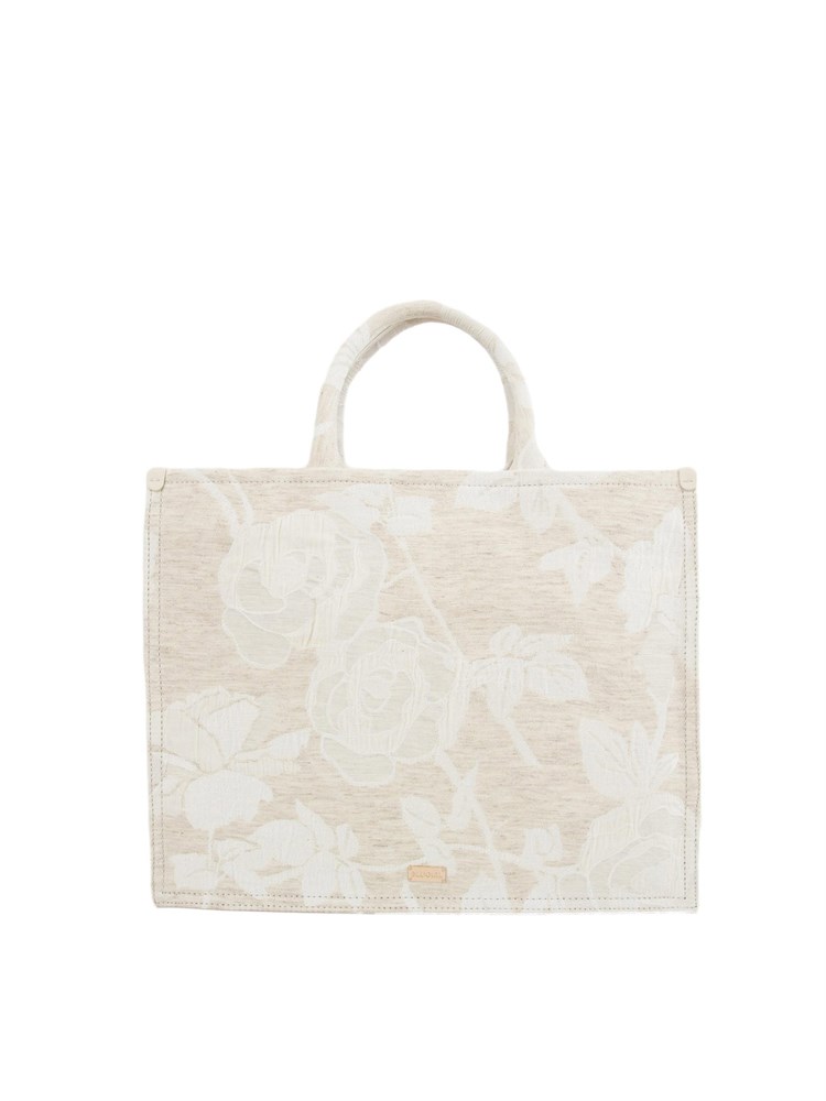 Borsa shopper beige Blugirl jacquard a rose