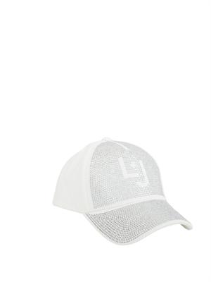 Cappello Liu Jo bianco con strass tono su tono in DONNA