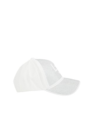 Cappello Liu Jo bianco con strass tono su tono in DONNA