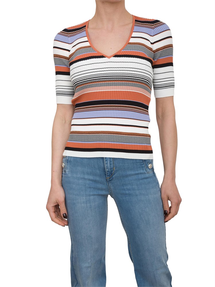 Maglia Liu Jo con fantasia righe multicolor e scollo V