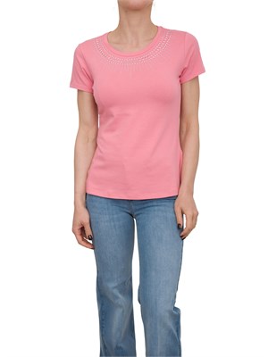T-shirt rosa Liu Jo con logo e strass in DONNA