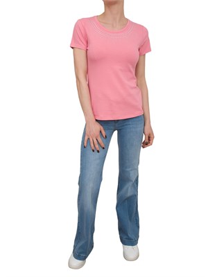 T-shirt rosa Liu Jo con logo e strass in DONNA