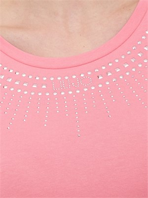 T-shirt rosa Liu Jo con logo e strass in DONNA