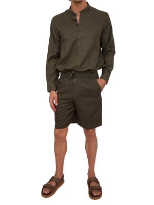 ARMANI EXCHANGE Camicia coreana  A.X. in misto lino verde in UOMO