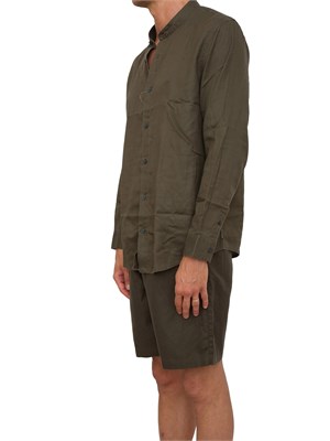 ARMANI EXCHANGE Camicia coreana  A.X. in misto lino verde in UOMO
