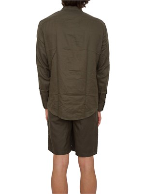ARMANI EXCHANGE Camicia coreana  A.X. in misto lino verde in UOMO