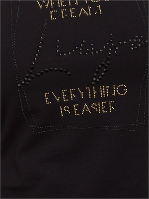 T-shirt nera Liu Jo con logo e strass in DONNA