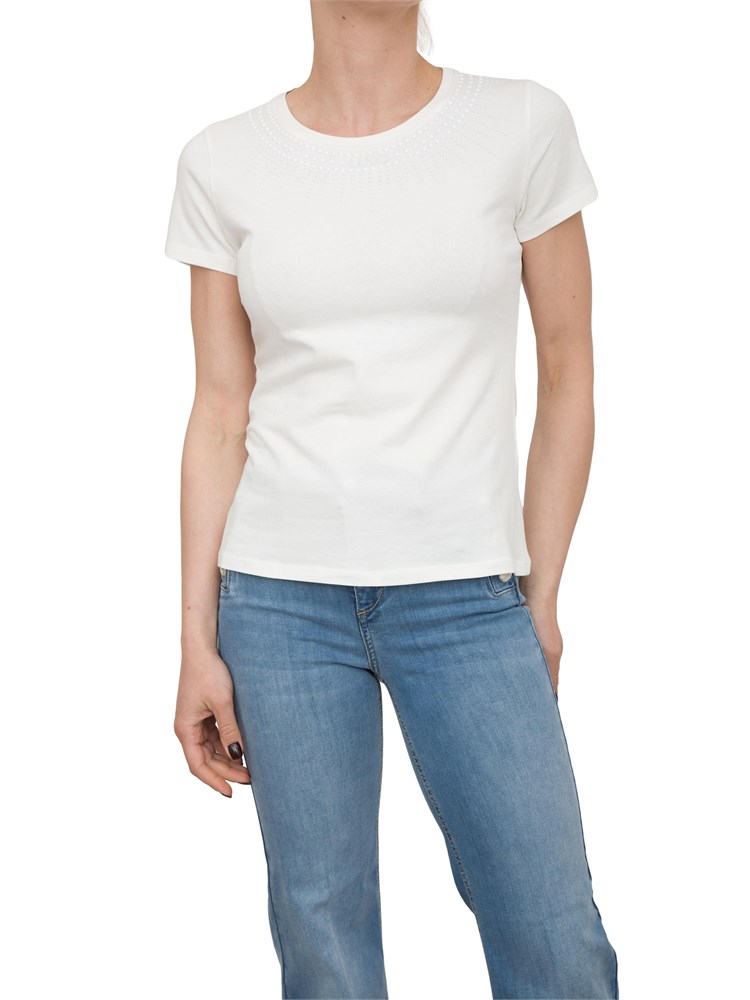 T-shirt bianca Liu Jo con logo e strass