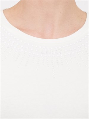 T-shirt bianca Liu Jo con logo e strass in DONNA