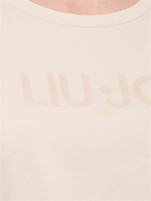 T-shirt beige Liu Jo con logo ricamato in DONNA