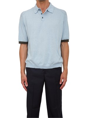 Polo celeste Armani Exchange manica riga contrasto in UOMO