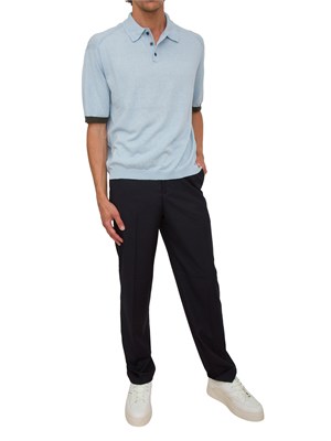 Polo celeste Armani Exchange manica riga contrasto in UOMO