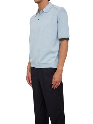 Polo celeste Armani Exchange manica riga contrasto in UOMO