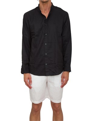 ARMANI EXCHANGE Camicia coreana  A.X. in misto lino nero in UOMO