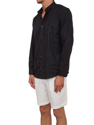 ARMANI EXCHANGE Camicia coreana  A.X. in misto lino nero in UOMO
