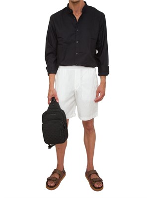 ARMANI EXCHANGE Camicia coreana  A.X. in misto lino nero in UOMO