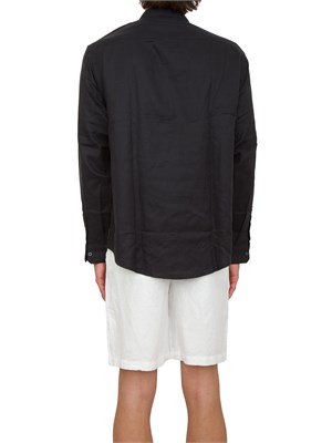 ARMANI EXCHANGE Camicia coreana  A.X. in misto lino nero in UOMO