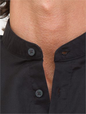 ARMANI EXCHANGE Camicia coreana  A.X. in misto lino nero in UOMO