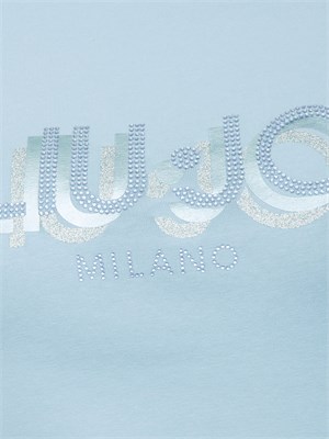 T-shirt celeste Liu Jo con logo e strass in DONNA