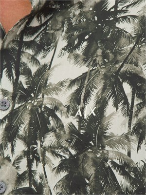 ARMANI EXCHANGE Camicia A.X. regular fit verde fantasia palme in UOMO
